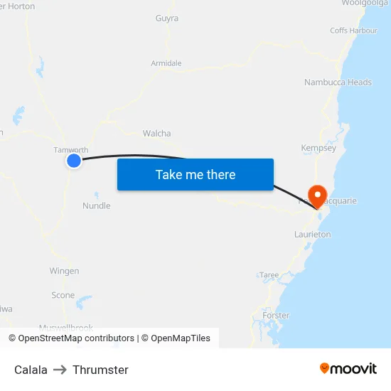 Calala to Thrumster map