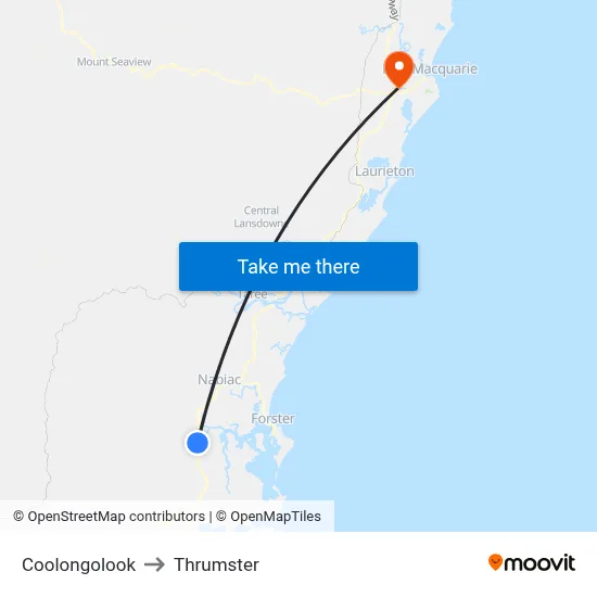 Coolongolook to Thrumster map