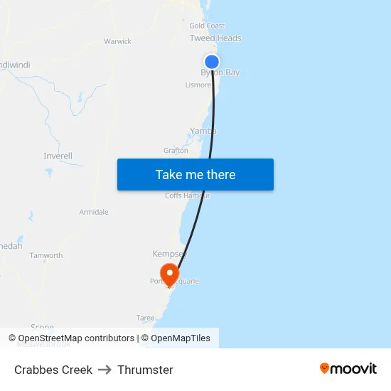 Crabbes Creek to Thrumster map