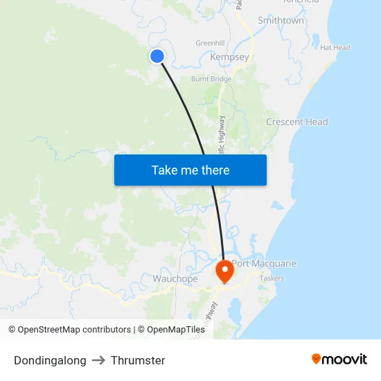 Dondingalong to Thrumster map