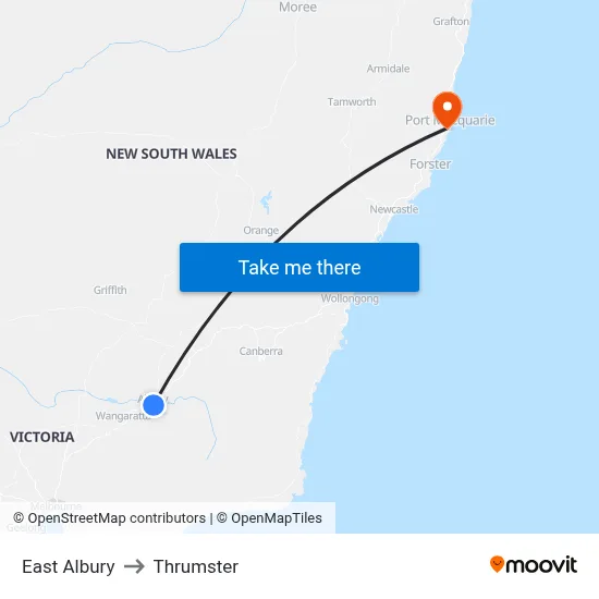 East Albury to Thrumster map