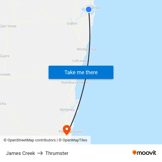 James Creek to Thrumster map