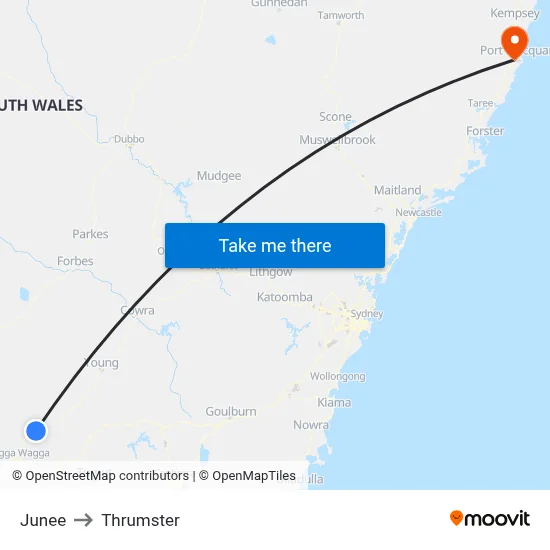 Junee to Thrumster map