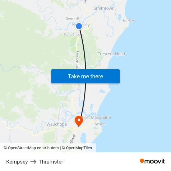 Kempsey to Thrumster map