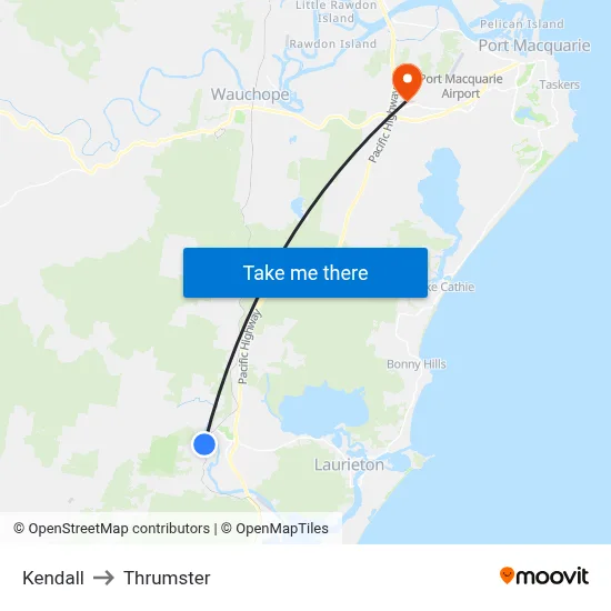 Kendall to Thrumster map