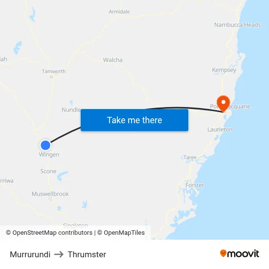 Murrurundi to Thrumster map
