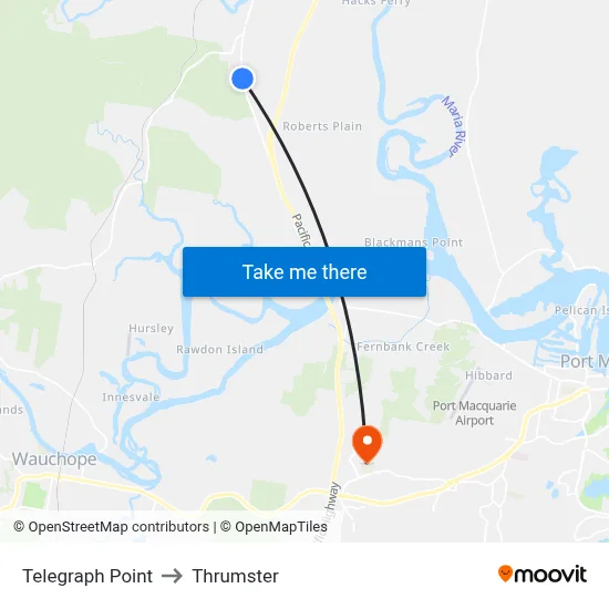 Telegraph Point to Thrumster map