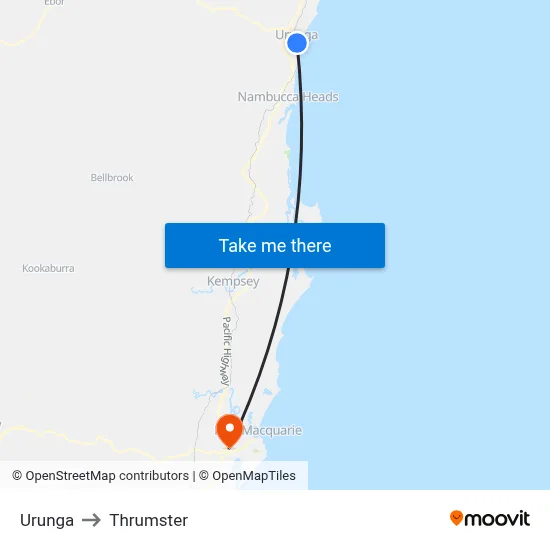 Urunga to Thrumster map