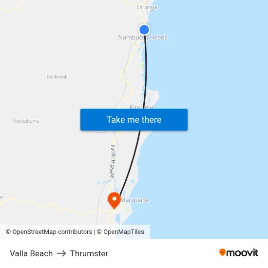 Valla Beach to Thrumster map