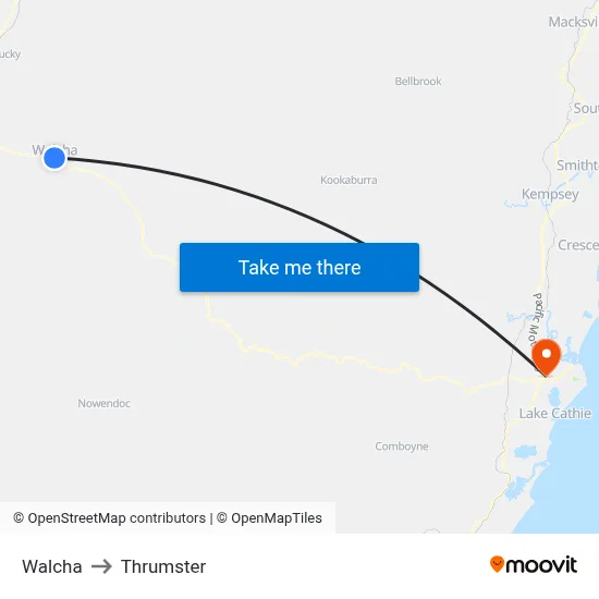 Walcha to Thrumster map