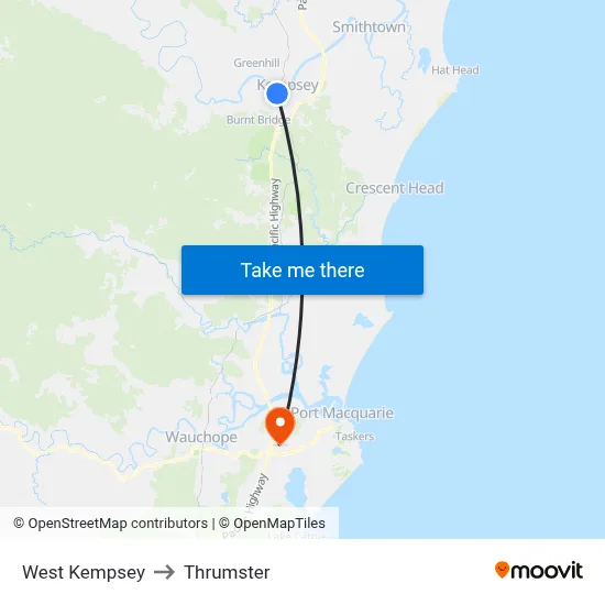 West Kempsey to Thrumster map