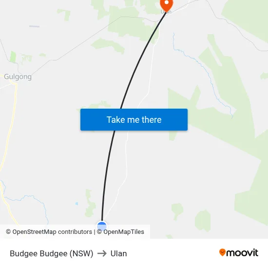 Budgee Budgee (NSW) to Ulan map