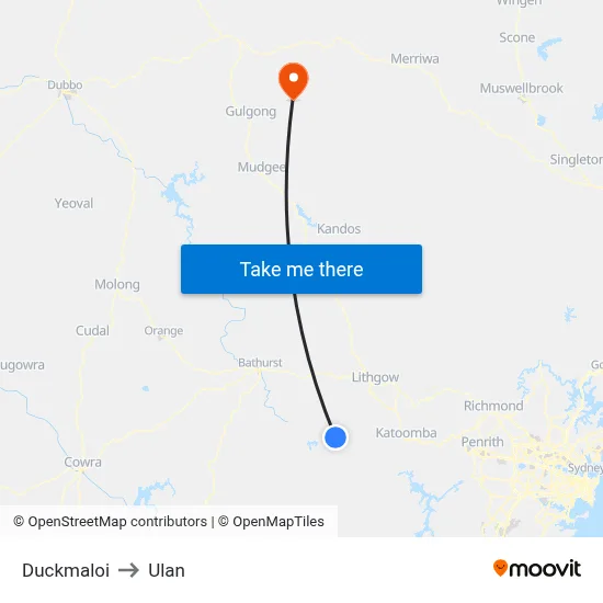 Duckmaloi to Ulan map