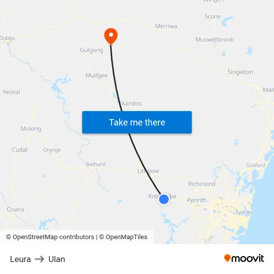 Leura to Ulan map