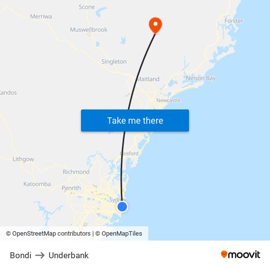 Bondi to Underbank map