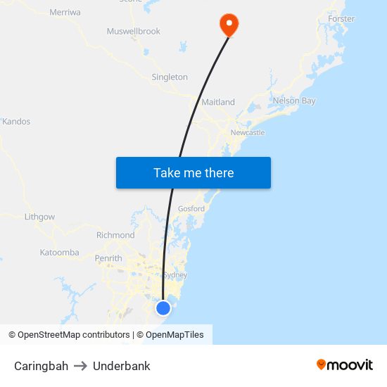 Caringbah to Underbank map