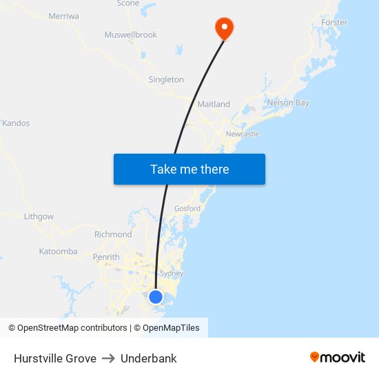 Hurstville Grove to Underbank map