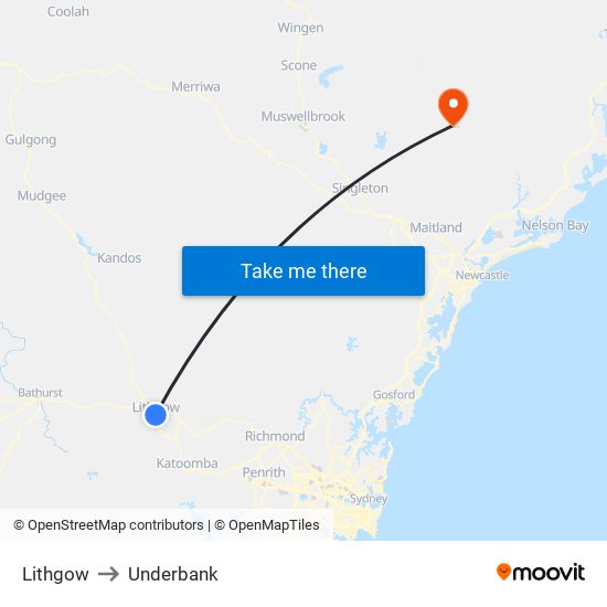 Lithgow to Underbank map