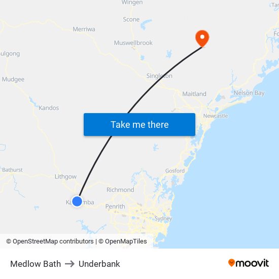 Medlow Bath to Underbank map