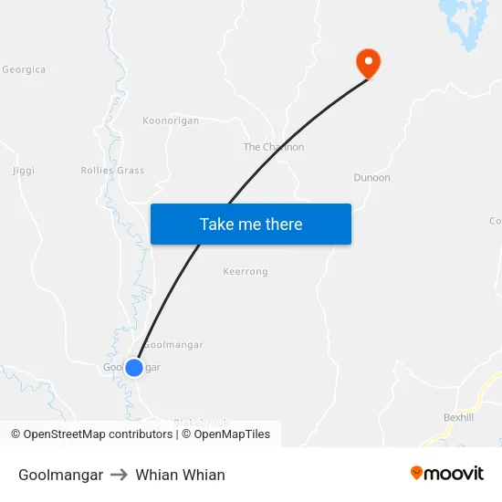 Goolmangar to Whian Whian map