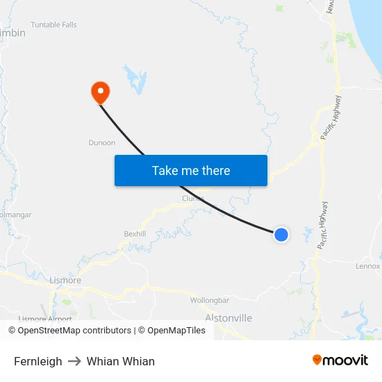 Fernleigh to Whian Whian map