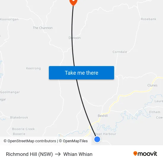 Richmond Hill (NSW) to Whian Whian map