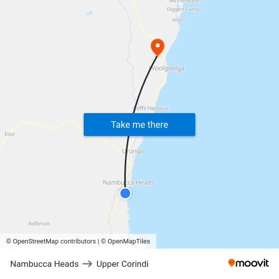 Nambucca Heads to Upper Corindi map