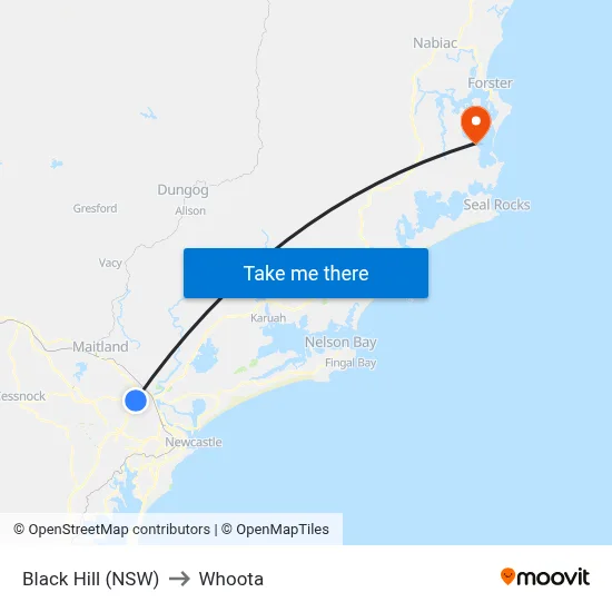 Black Hill (NSW) to Whoota map