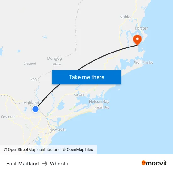 East Maitland to Whoota map