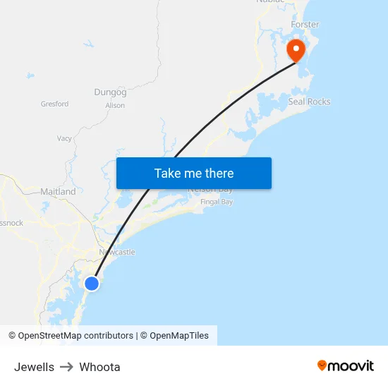 Jewells to Whoota map