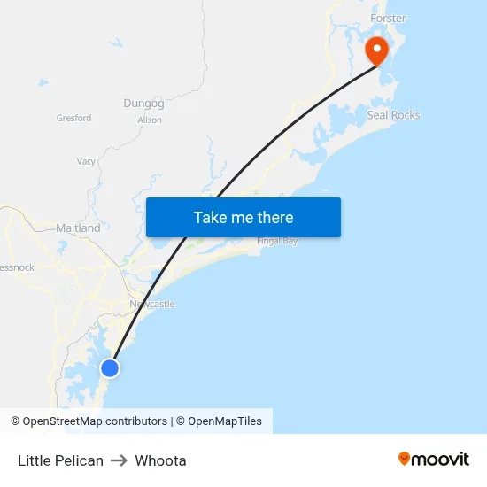 Little Pelican to Whoota map
