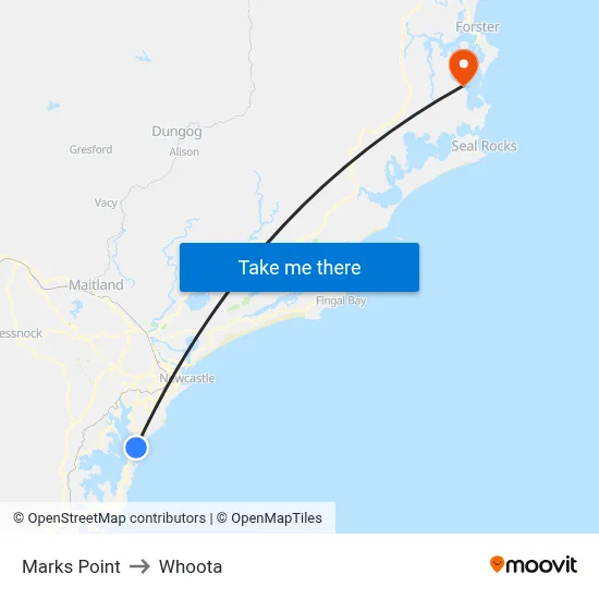 Marks Point to Whoota map