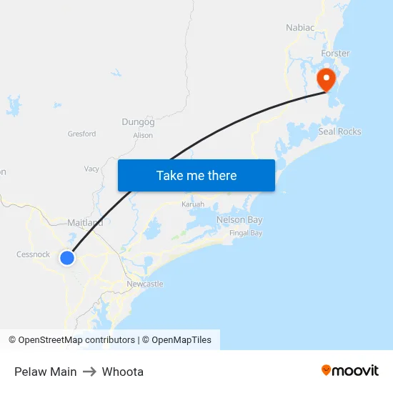 Pelaw Main to Whoota map