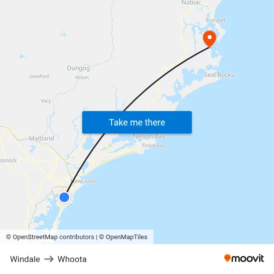Windale to Whoota map