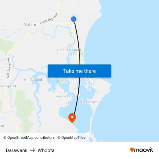 Darawank to Whoota map