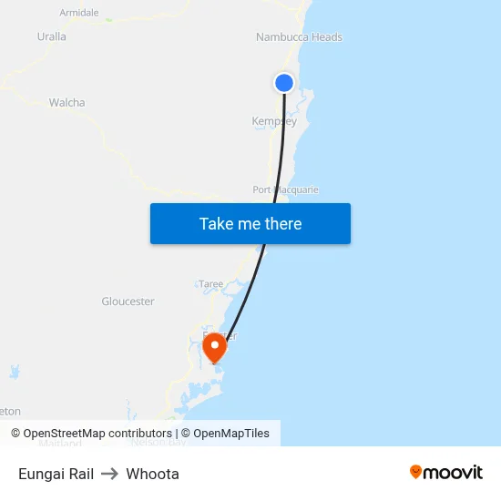 Eungai Rail to Whoota map