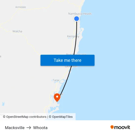 Macksville to Whoota map