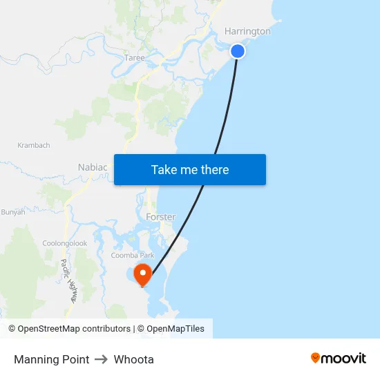 Manning Point to Whoota map
