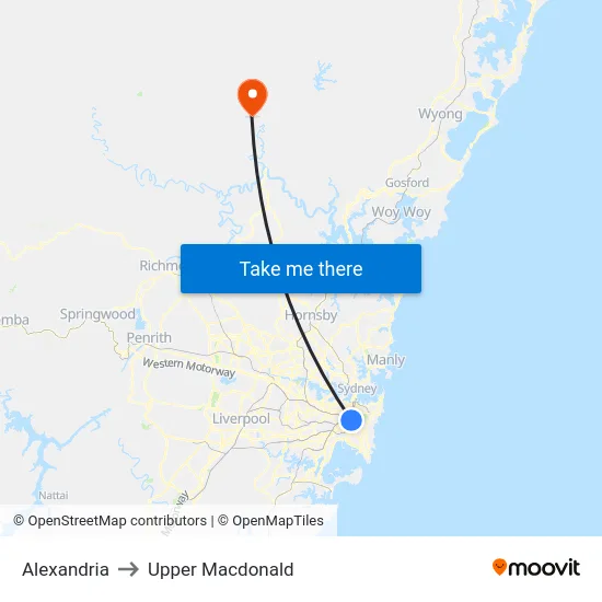 Alexandria to Upper Macdonald map