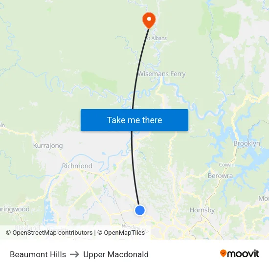 Beaumont Hills to Upper Macdonald map