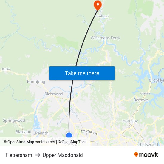 Hebersham to Upper Macdonald map