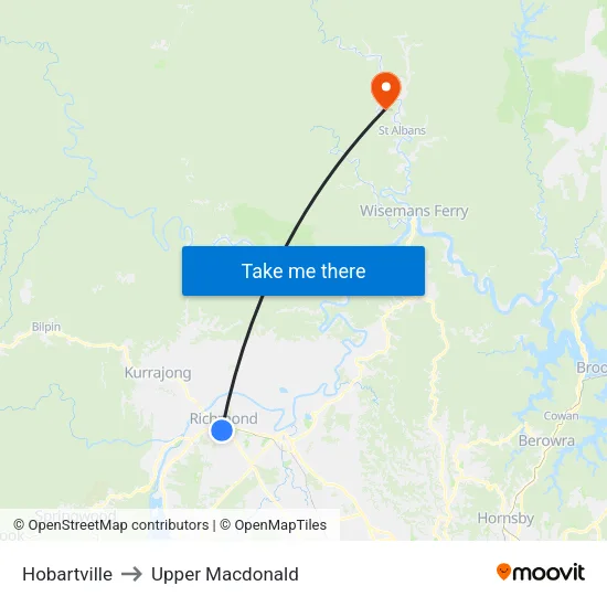 Hobartville to Upper Macdonald map