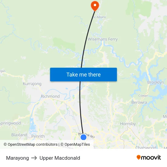 Marayong to Upper Macdonald map