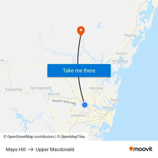 Mays Hill to Upper Macdonald map