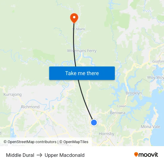Middle Dural to Upper Macdonald map