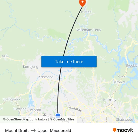 Mount Druitt to Upper Macdonald map