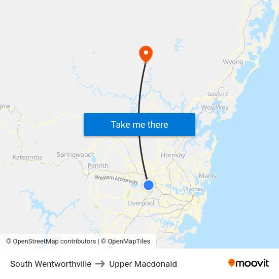 South Wentworthville to Upper Macdonald map