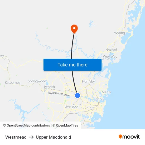 Westmead to Upper Macdonald map