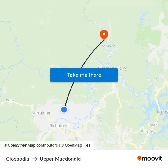 Glossodia to Upper Macdonald map
