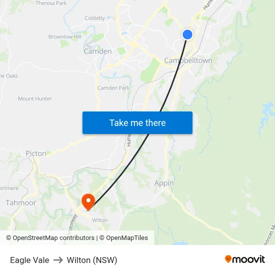 Eagle Vale to Wilton (NSW) map